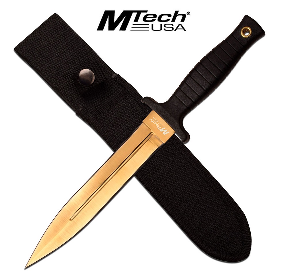 888627024.jpg CUCHILLO MTECH TIPO DAGA DORADO - Imagen 1