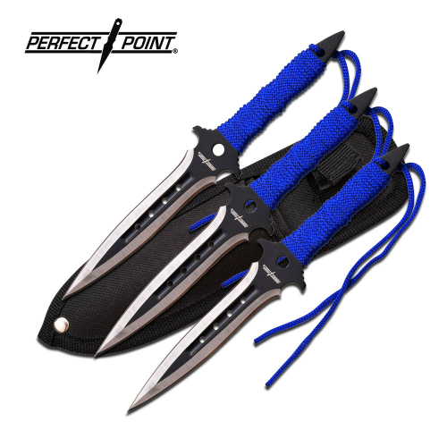 1348610506.jpg CUCHILLO # 187 SET 3 CUCHILLOS C/ PUÑO CUERDA AZUL - Imagen 1